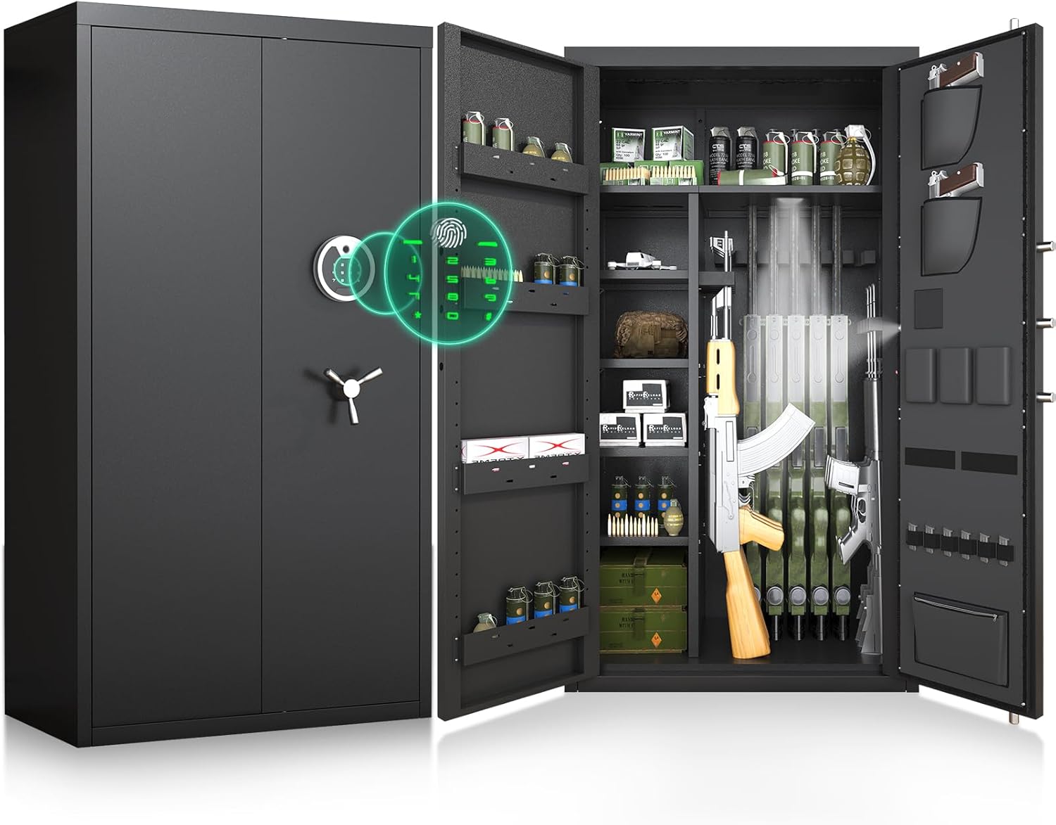 Large Gun Safe with Fingerprint Access and Dual Alarm System
