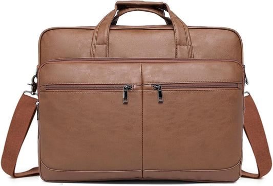 Seyfocnia Mens Leather Messenger Bag for 15.6 and 17.3 Inch Laptops