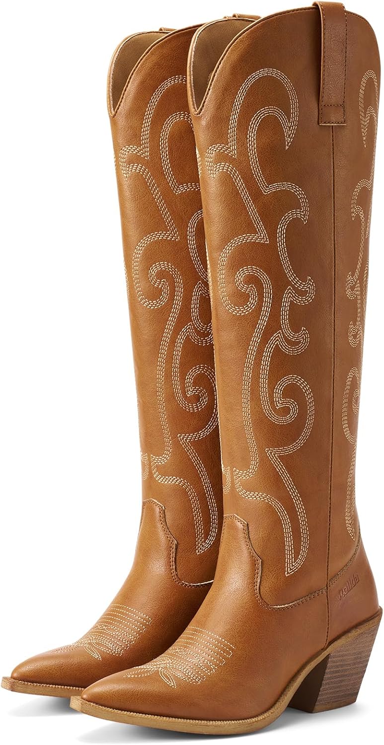 Stylish Rollda Cowboy Boots for Women with Embroidery Design