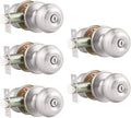 Probrico Round Privacy Door Knob 5 Pack - Keyless Satin Nickel