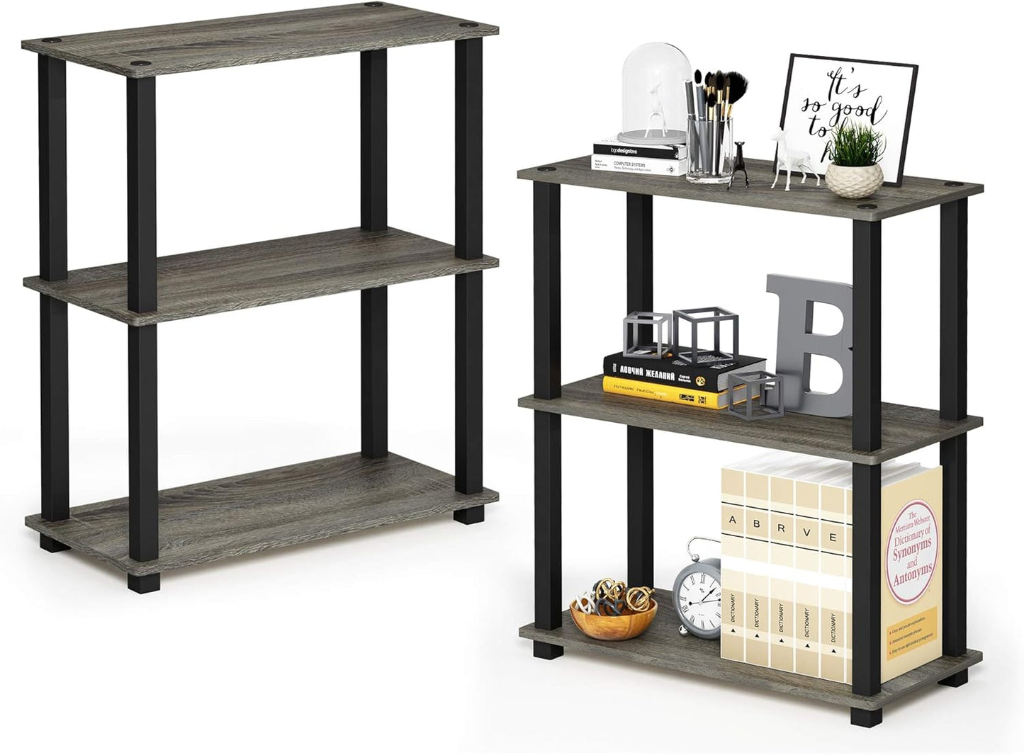 Furinno TURN-S-TUBE 3-Tier Storage Shelves for Home Organization