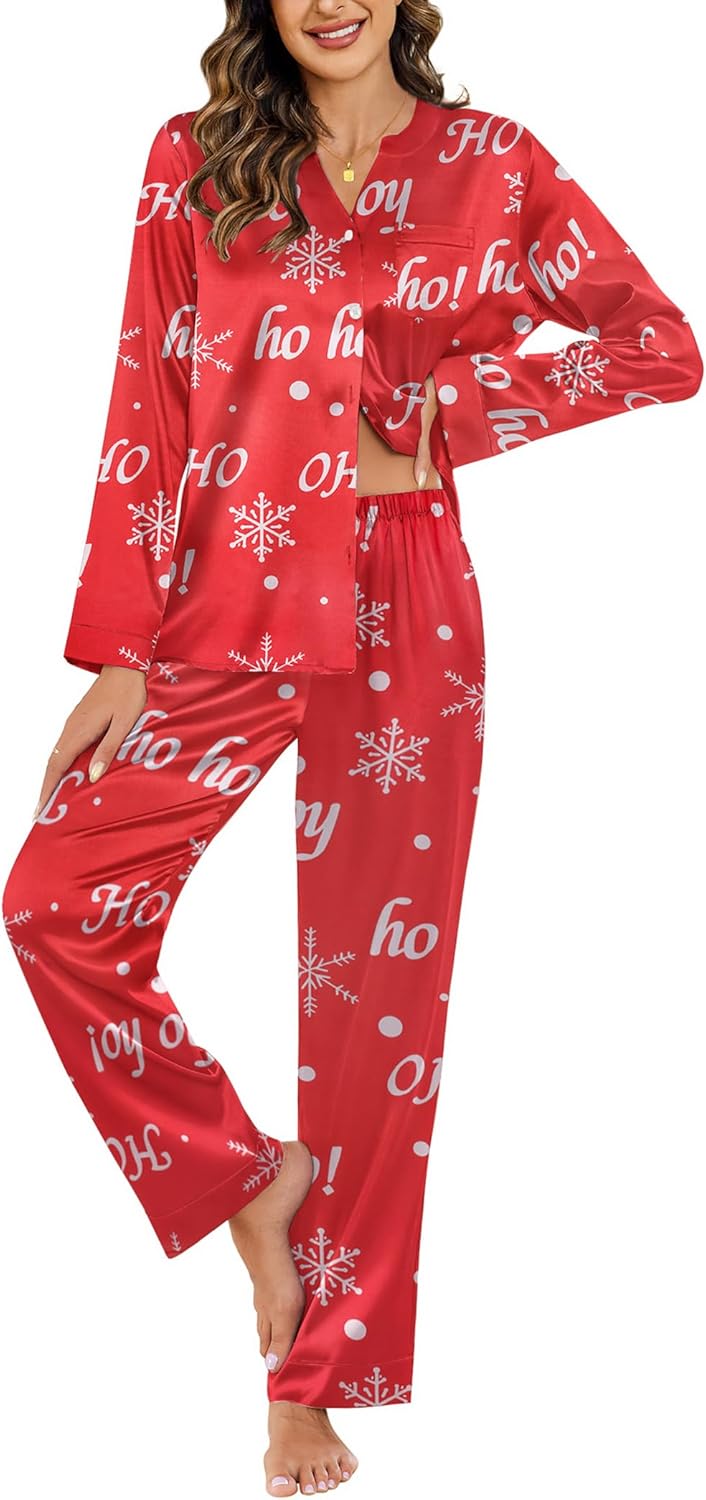 Ekouaer Silk Pajamas for Women 2 Piece Set Comfy Lounge Wear