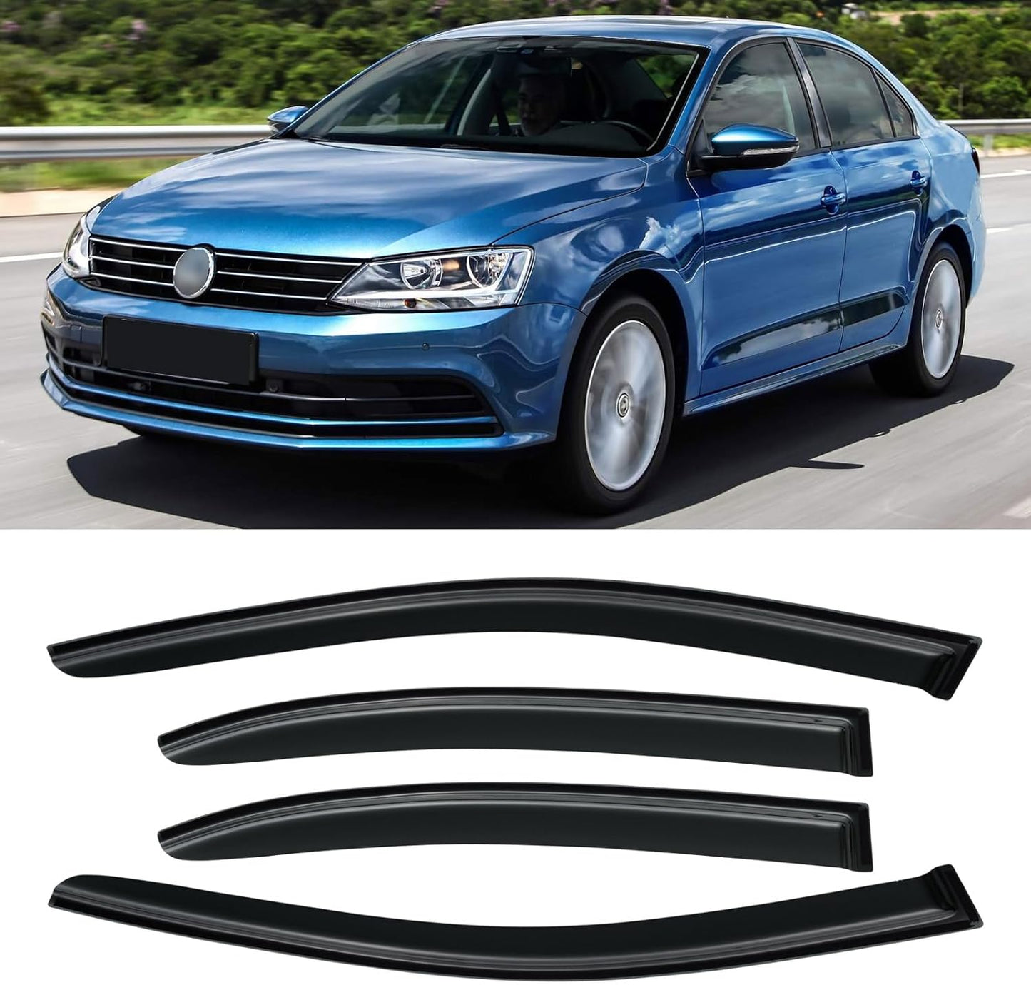 Window Rain Guards for 2011-2018 VW Jetta - Durable Visor Shield