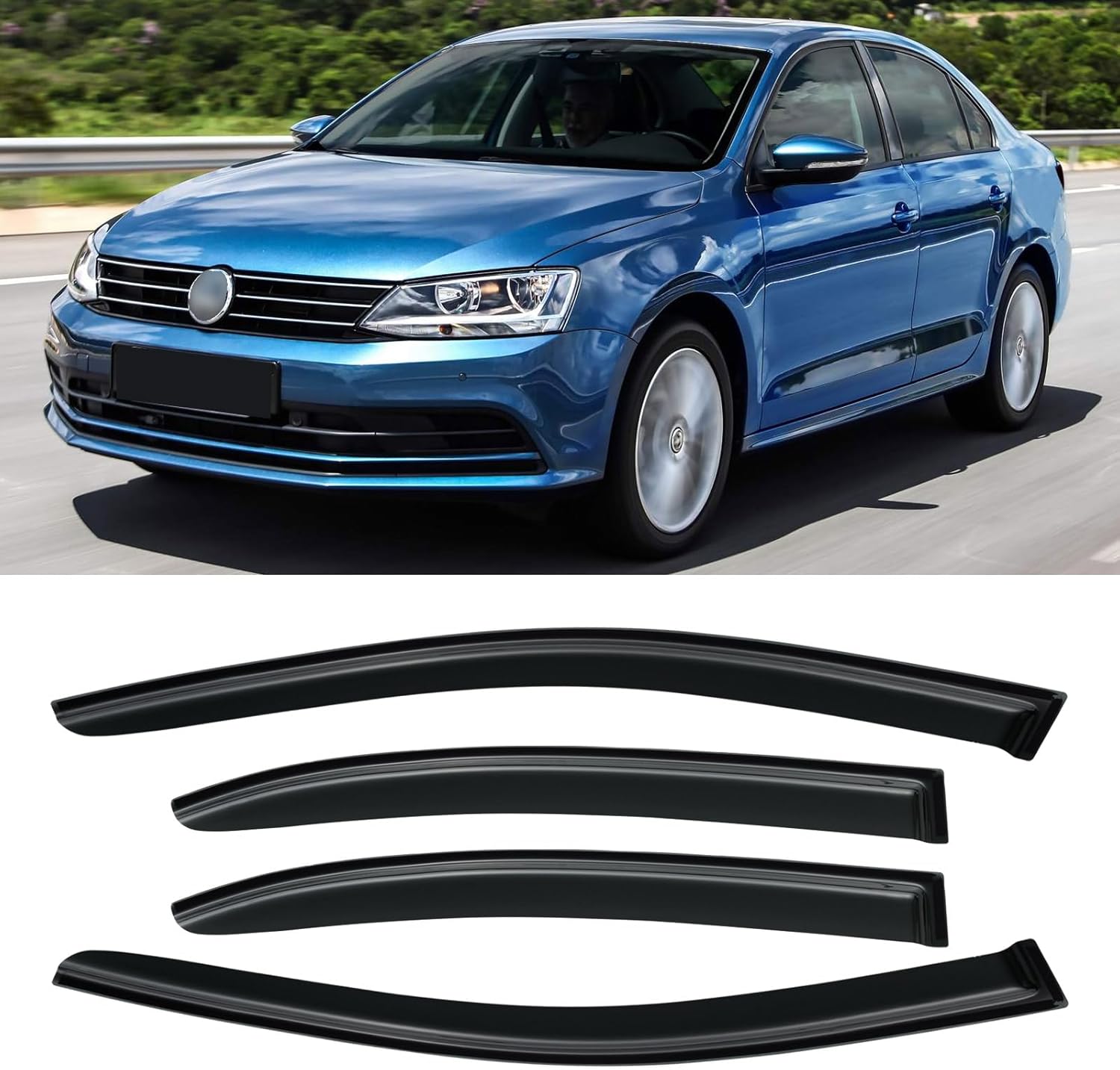 Window Rain Guards for 2011-2018 VW Jetta - Durable Visor Shield