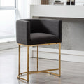 Contemporary Charcoal Linen Bar Stool, 24in Counter Height - Sleek