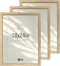 VCK 18x24 Poster Frame Set of 3 - Natural Solid Wood Frames for Wall
