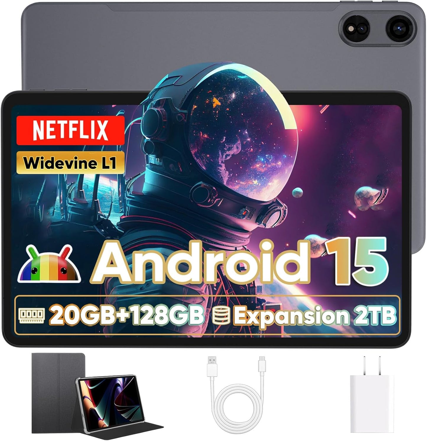 2025 Upgraded Android 15 Tablet with 12 inch Display and Case