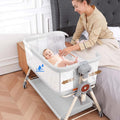 Light Grey Baby Bassinet Bedside Sleeper - Rocking 3-in-1