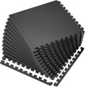 Superjare 0.56 in Thick Rubber Top Interlocking Gym Mats - Durable