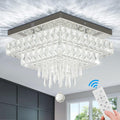 Finktonglan Dimmable Crystal Chandelier 13in Square - Remote Dimmer