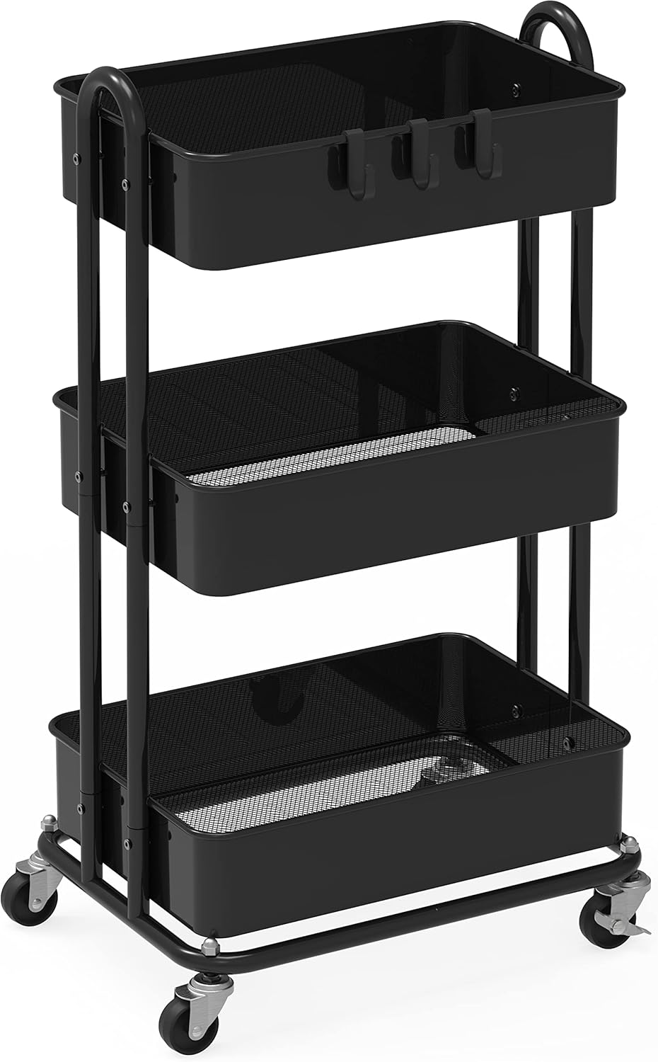 3-Tier Heavy Duty Metal Utility Rolling Cart for Versatile Use