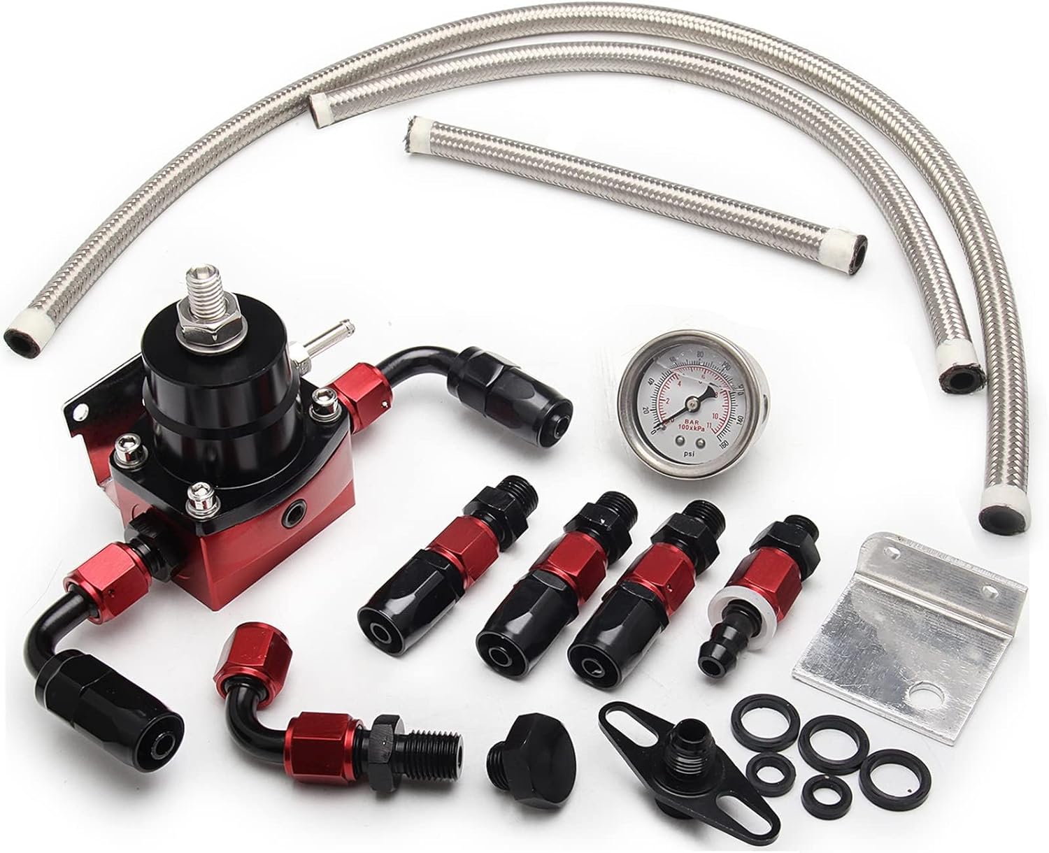 YESHMA EFI Fuel Pressure Regulator Kit with Adjustable Gauge