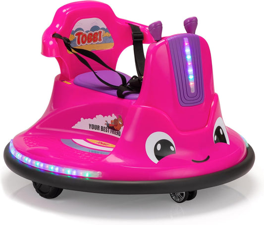 TOBBI 12v Bumper Car: Remote Control, 360 Spin, Ages 1.5-9 (Rose Red)
