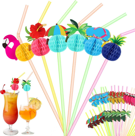 Bendable Hawaiian Luau Straws - 200 Pcs