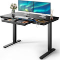 48 x 24 Glass Standing Desk with Drawer - Electric Height Adjust