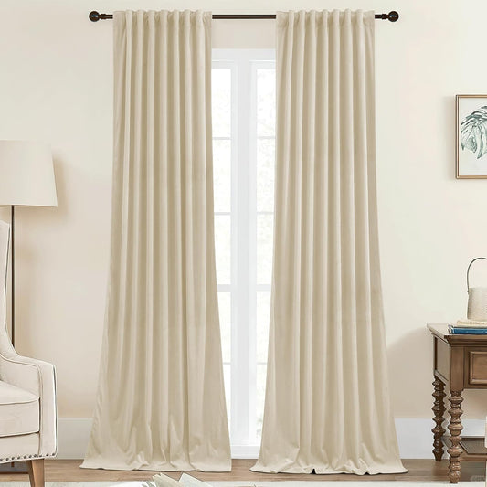 StangH Velvet Curtains 90 inches Long for Light Dimming Privacy