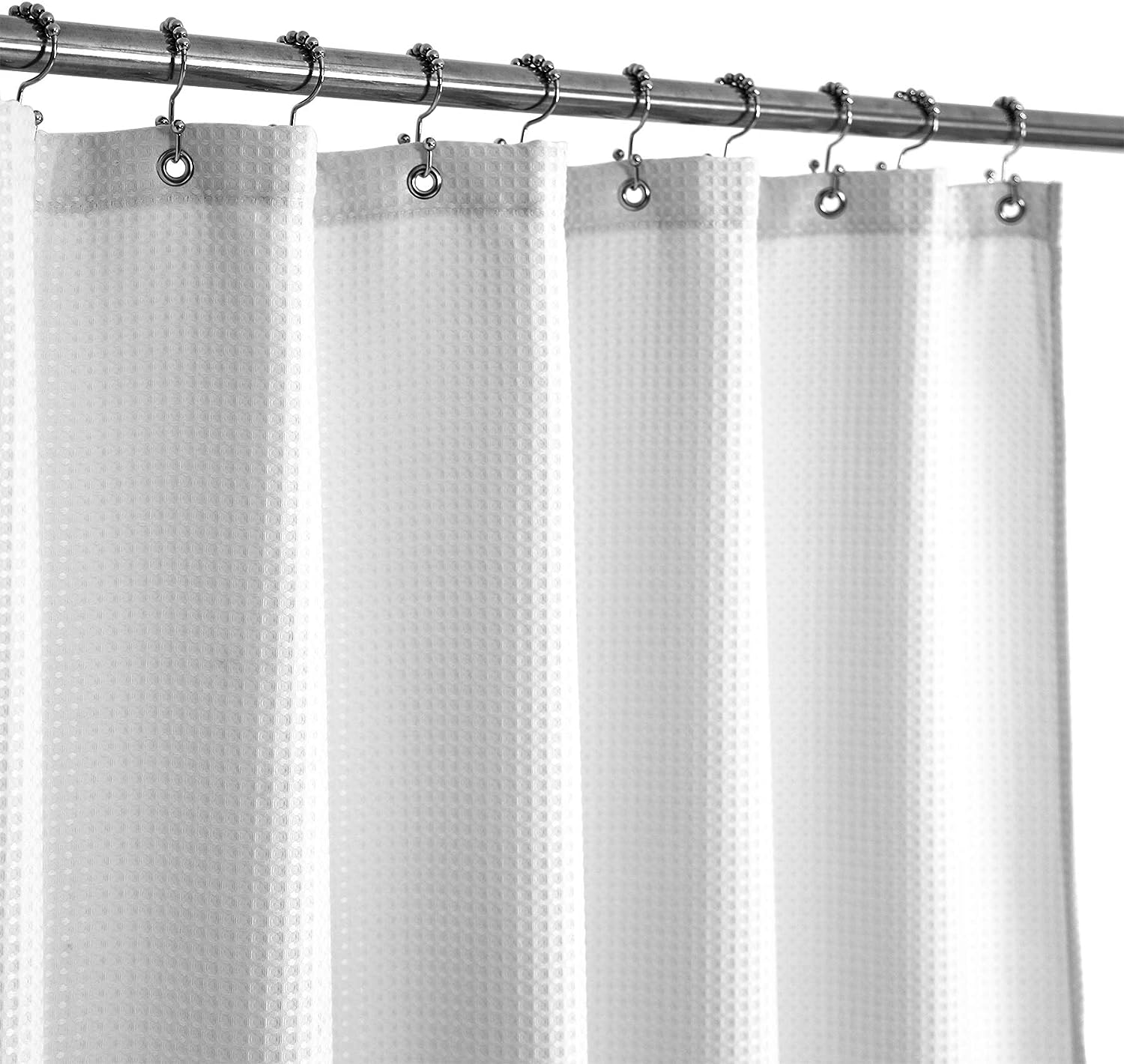 Hotel Spa Waffle Shower Curtain, Water Repellent, White, 48x72