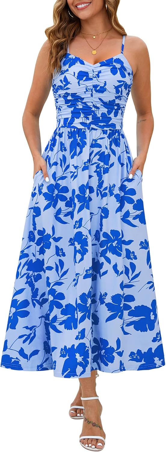 Annebouti Women 2025 Summer Floral Maxi Dress with Pockets