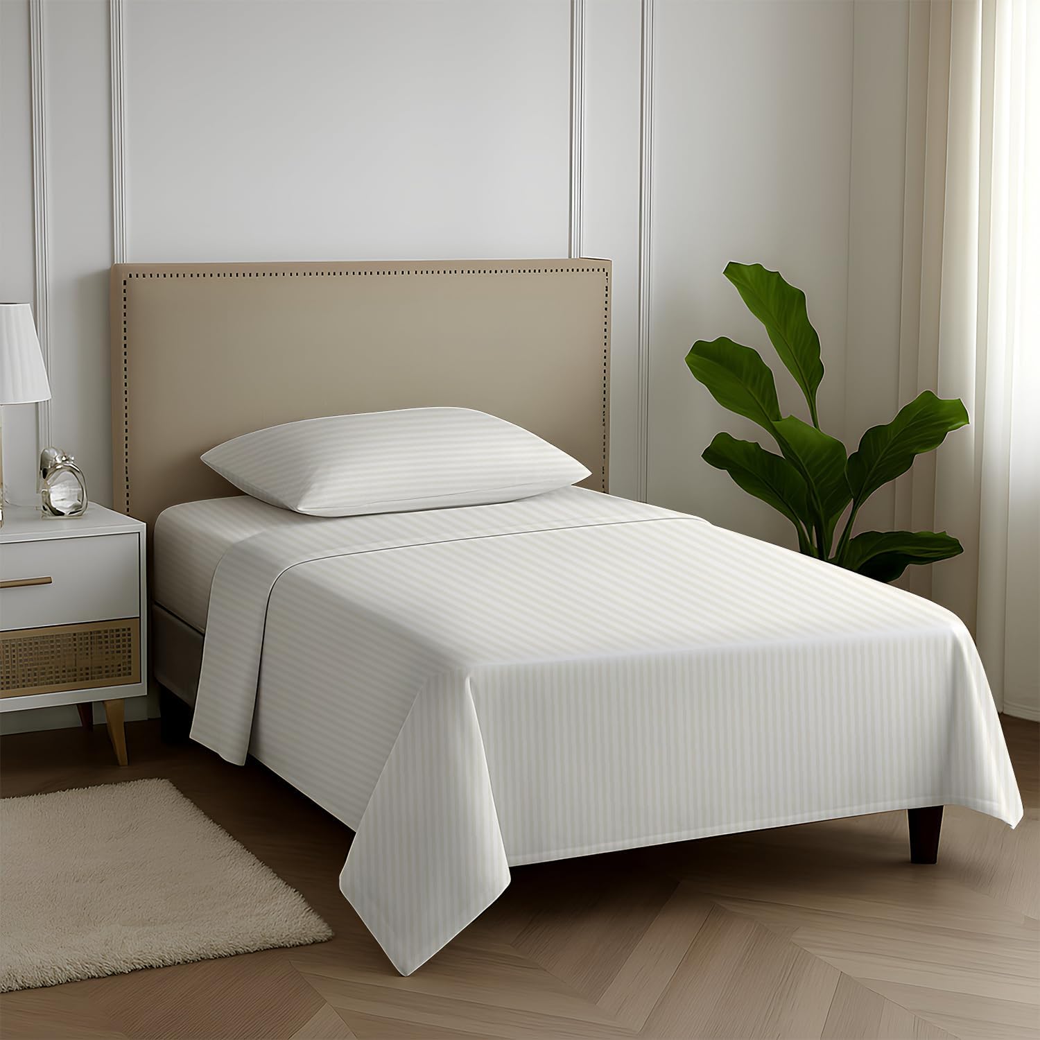 Carressa Linen Striped Egyptian Cotton Twin XL Sheets Set