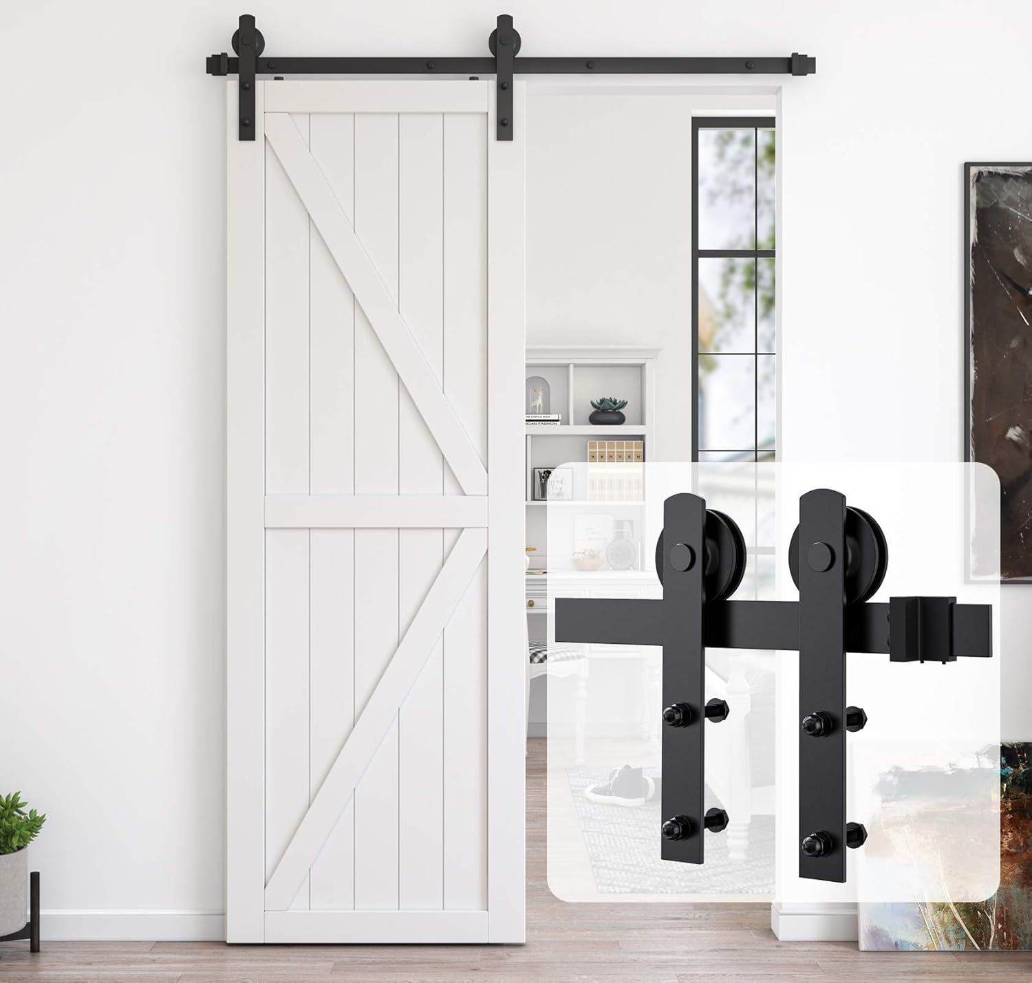 5ft Heavy Duty Sliding Barn Door Hardware Kit for Easy Install
