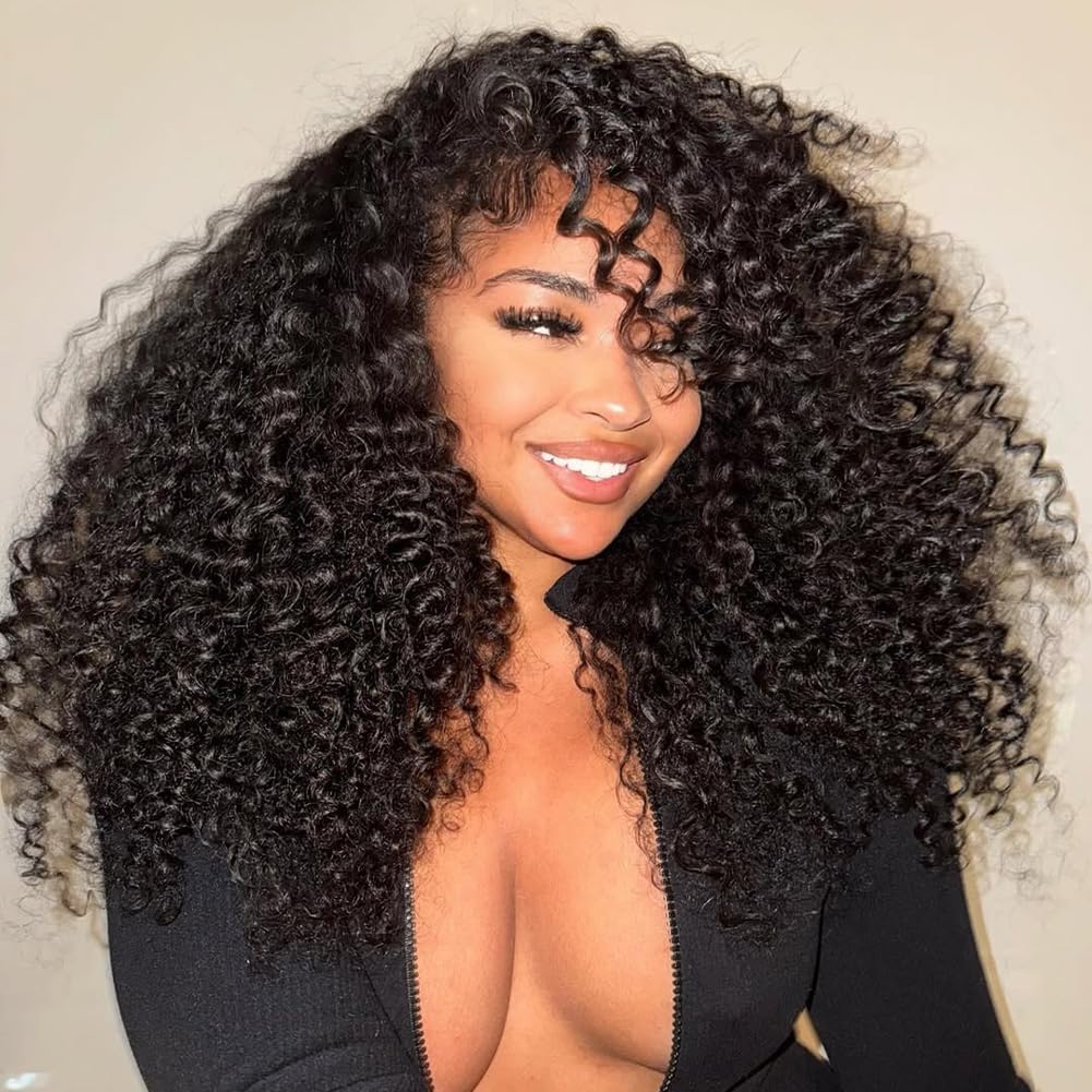 Larhali Kinky Curly Half Wig Human Hair for Easy Styling