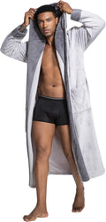 SlumberMee Mens Fleece Plush Robe with Hood - Ultra Soft Full