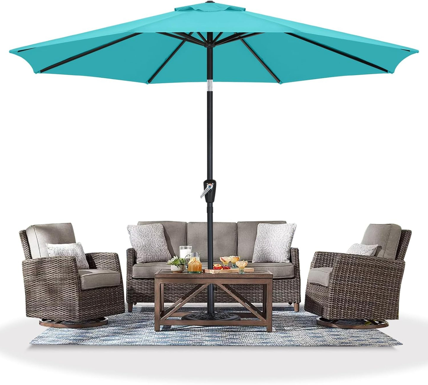 MASTERCANOPY 11ft Turquoise Patio Umbrella for Outdoor Tables