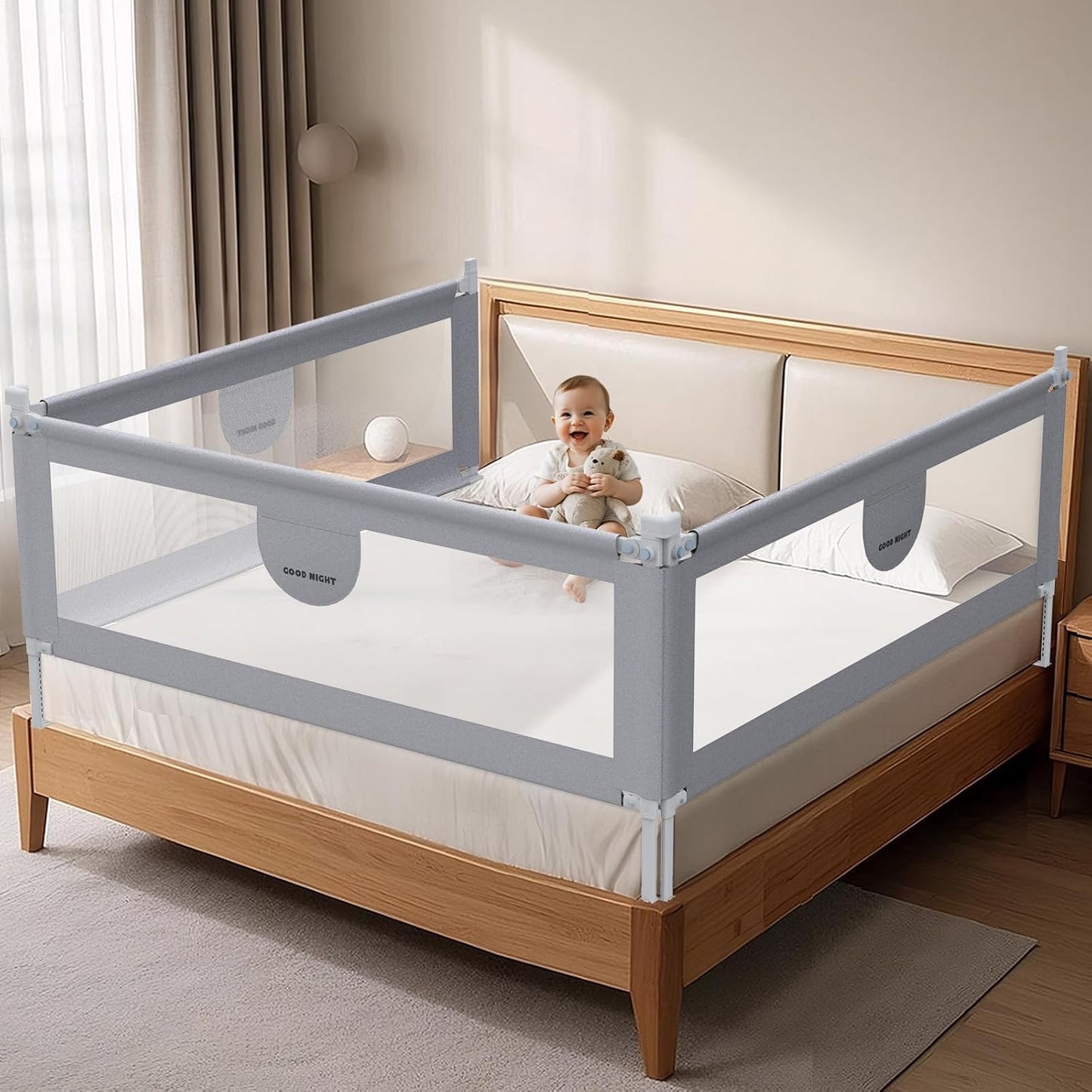 Omzer Bed Rail for Toddlers - 3-Sided Safety Guardrail