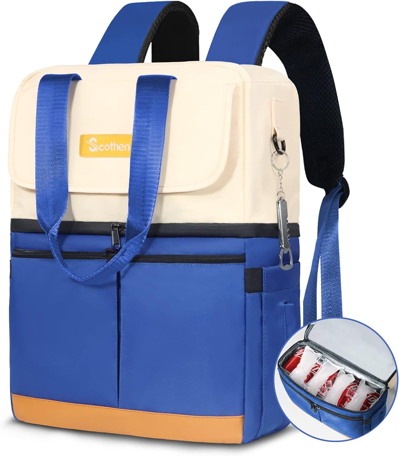 Backpack Cooler with Double Decker & 12 Ice Packs for Travel