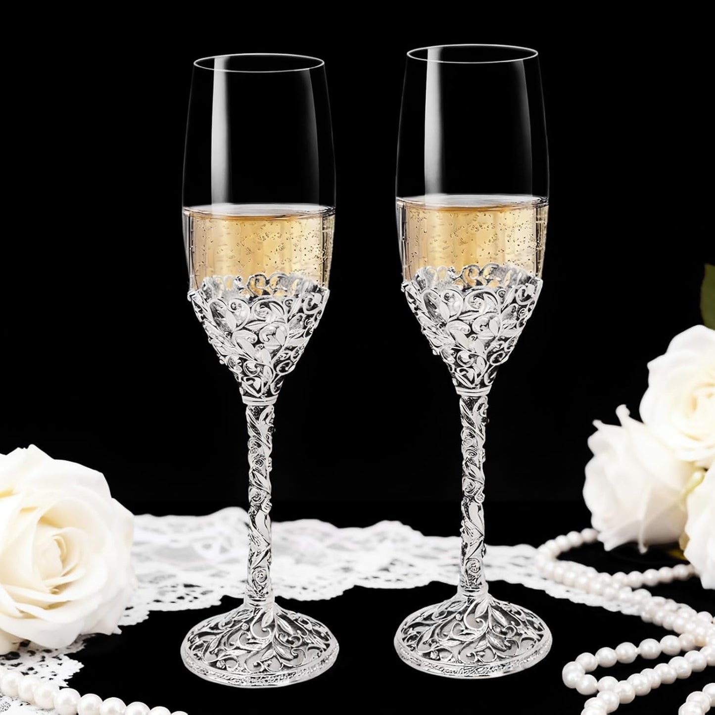 Luxurious Champagne Flutes for Wedding Toasts and Celebrations