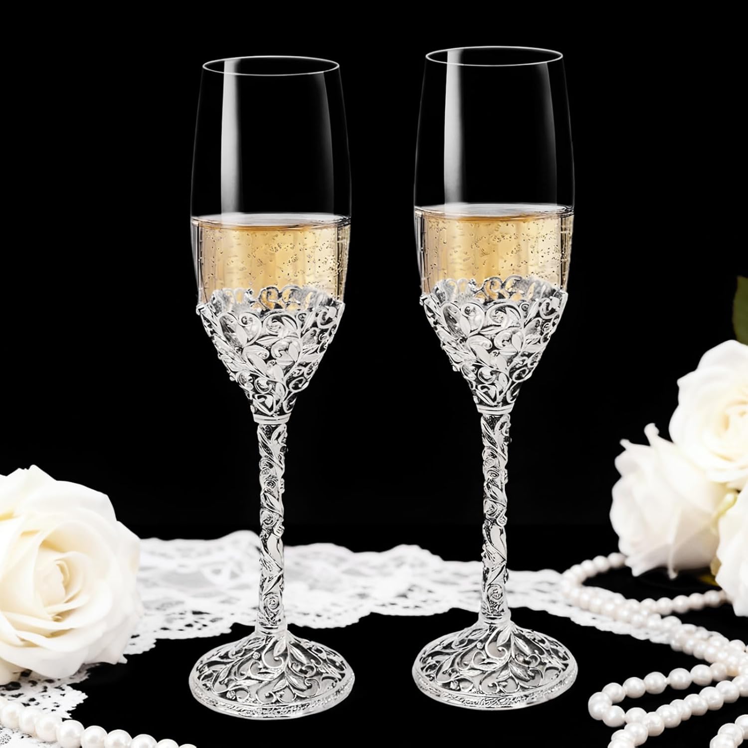 Luxurious Champagne Flutes for Wedding Toasts and Celebrations