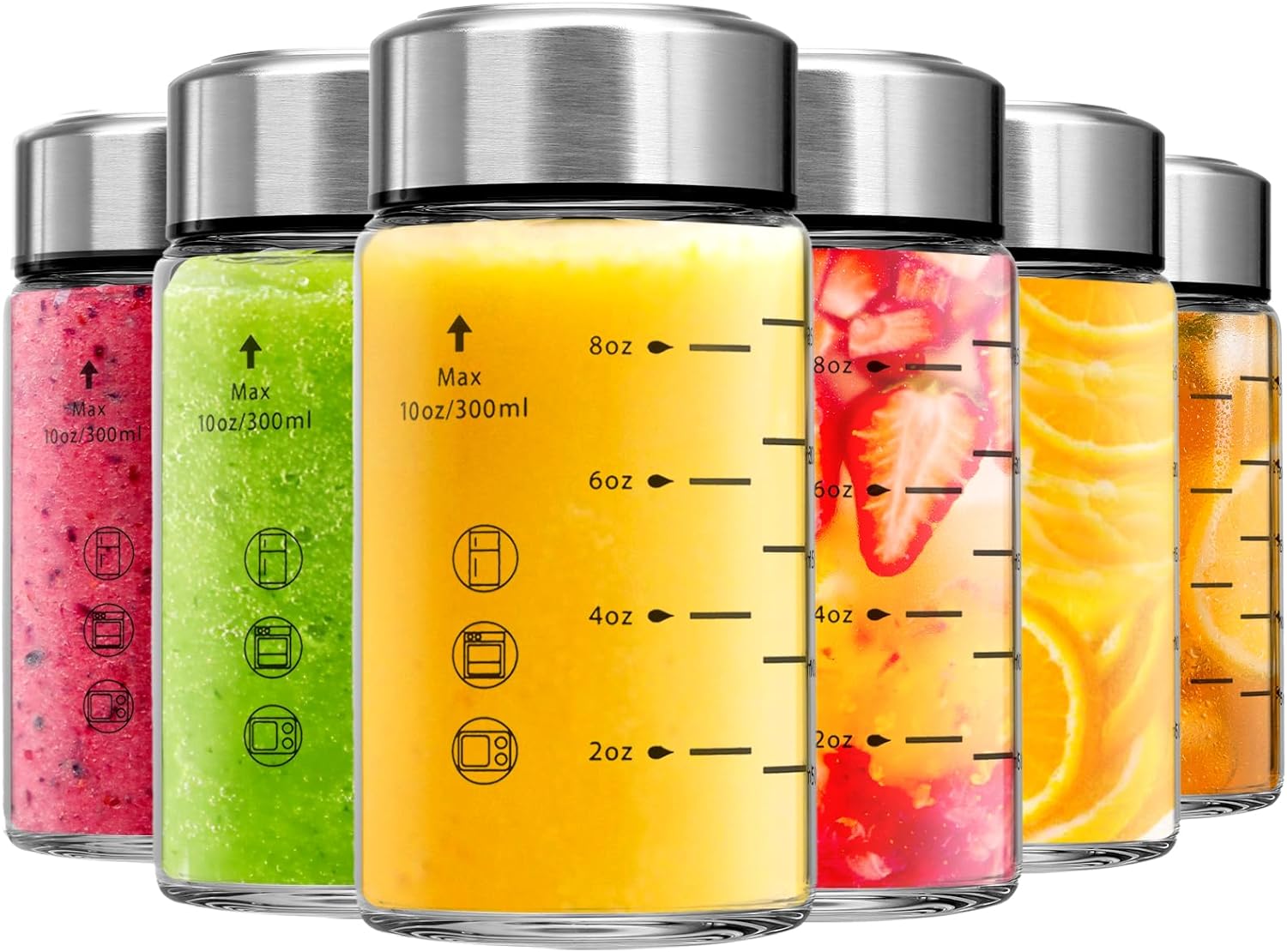 Glass Juice Bottles 6 Pack for Juicing and Smoothies