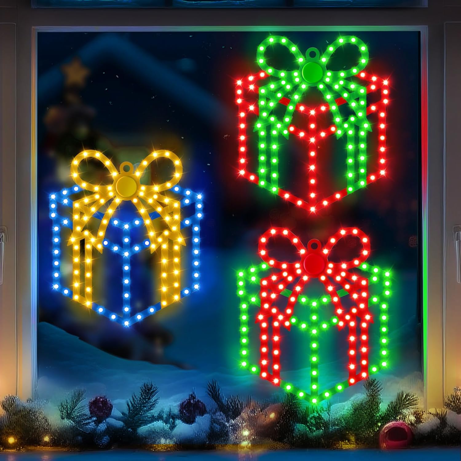 3 Pack 10 in Christmas Window Lights for Festive Decor