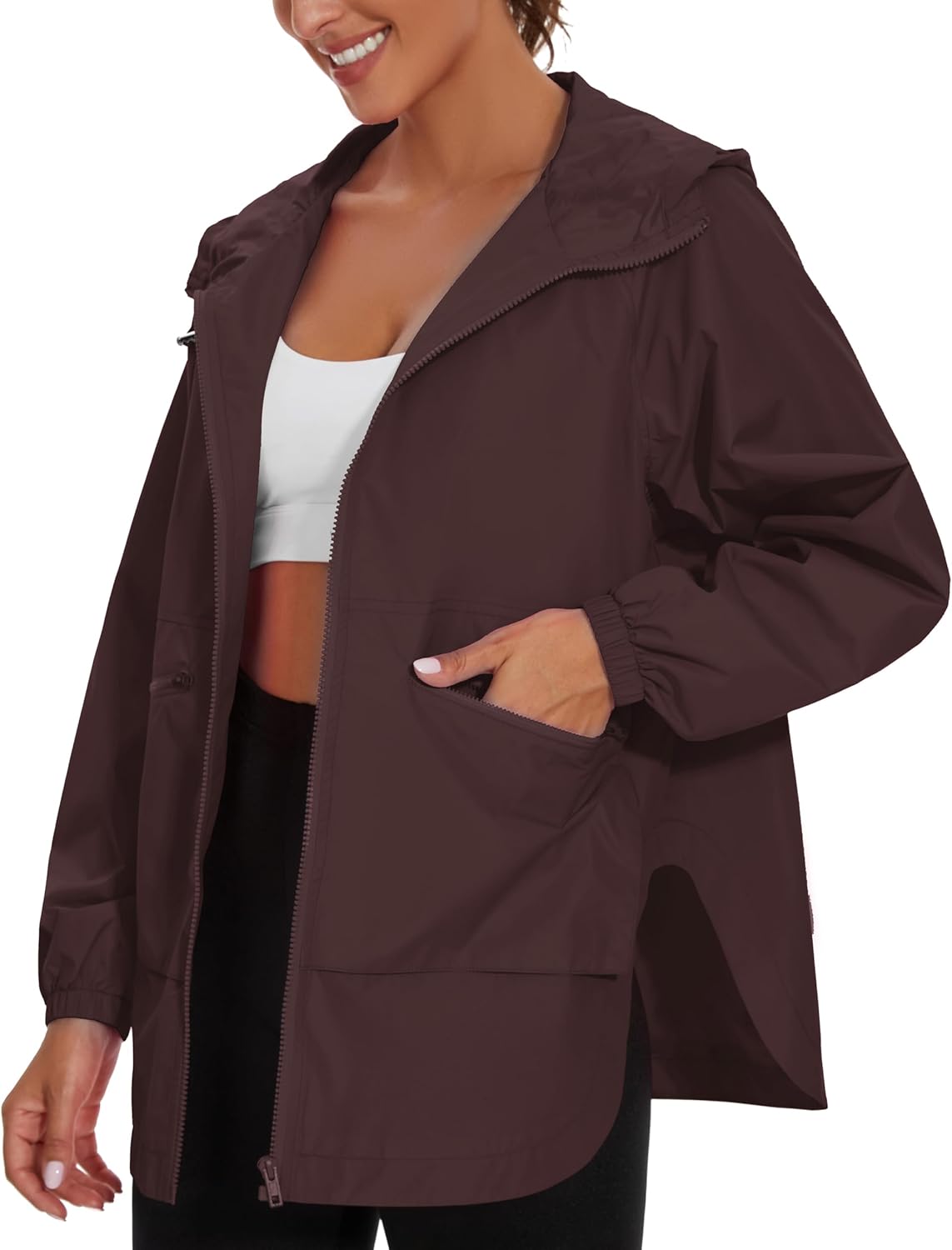 PESION Womens Waterproof Raincoat Lightweight Windbreaker Jacket