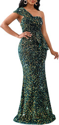Cololura One Shoulder Sequin Mermaid Evening Dress - Flattering Fit