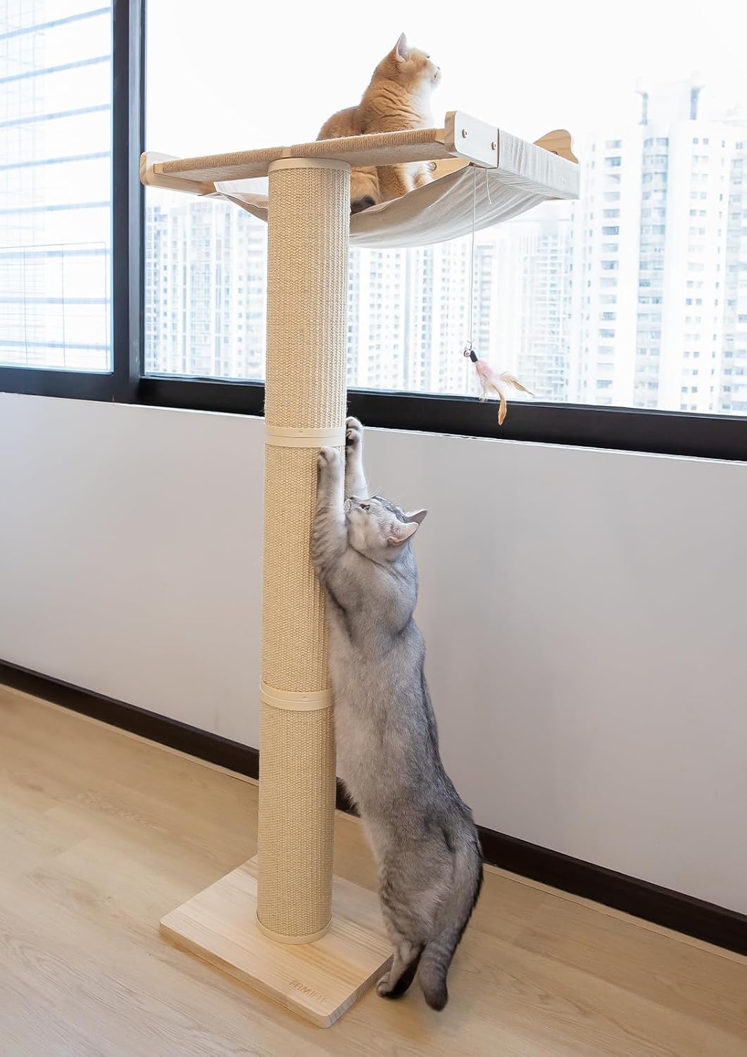 Upgraded Cat Window Perch with Scratching Post for Cats