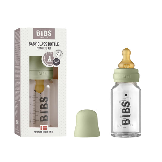 BIBS 110ml Glass Baby Bottle | BPA-Free Sage