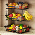 GILLAS 3 Tier Countertop Fruit Basket with Banana Hangers
