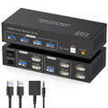 HDMI KVM Switch 2 Monitors 2 Computers - Dual 4K@120Hz KVM