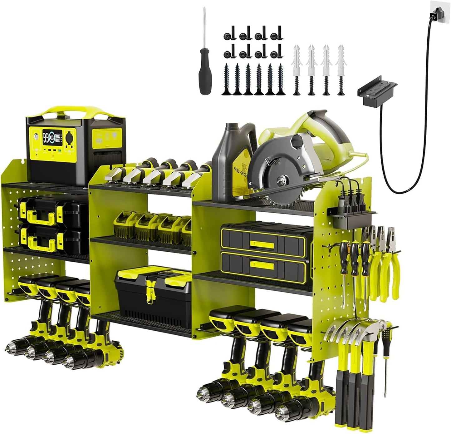 45 Power Tool Organizer Wall Mount with Charging Station