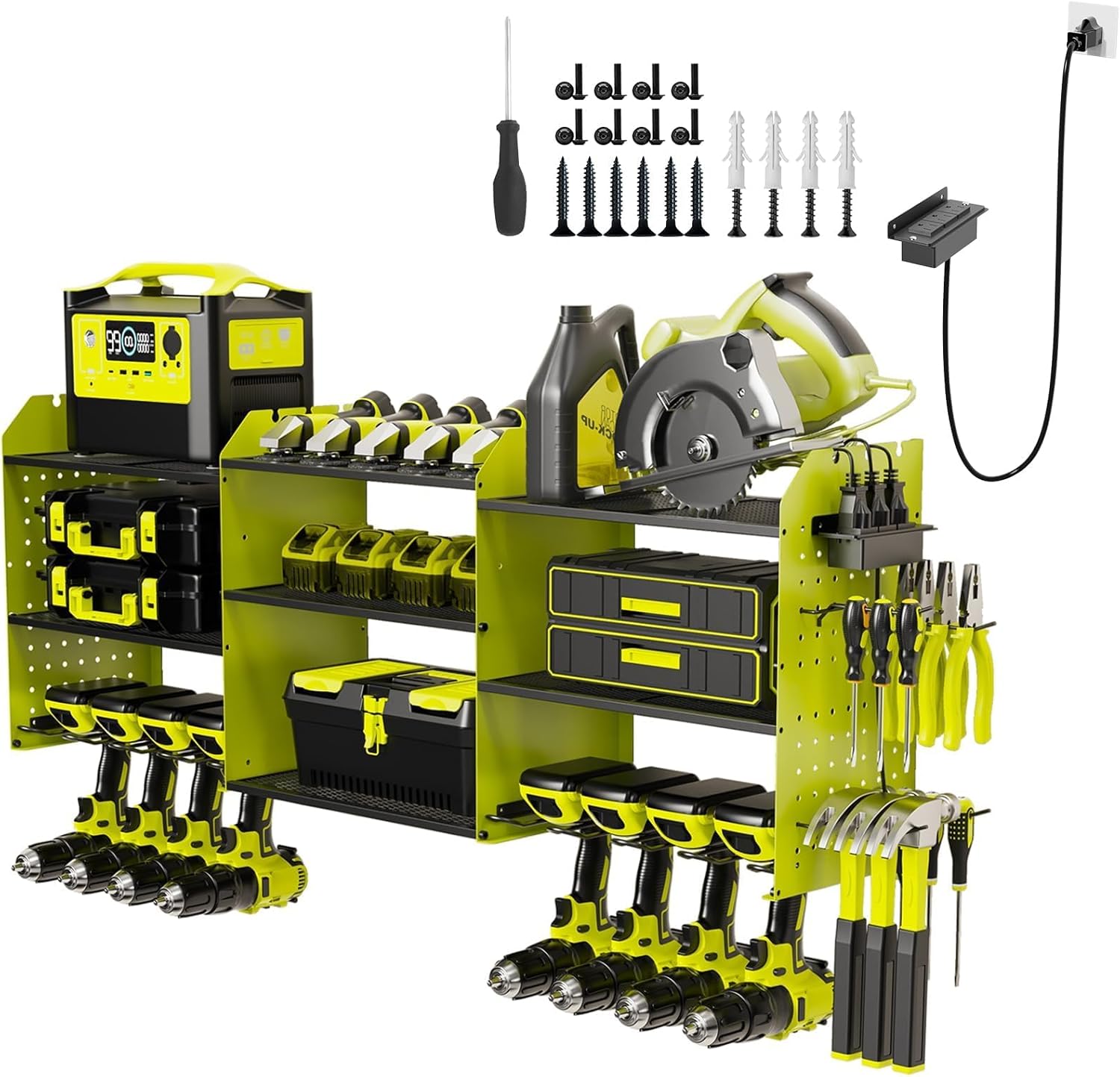 45 Power Tool Organizer Wall Mount with Charging Station