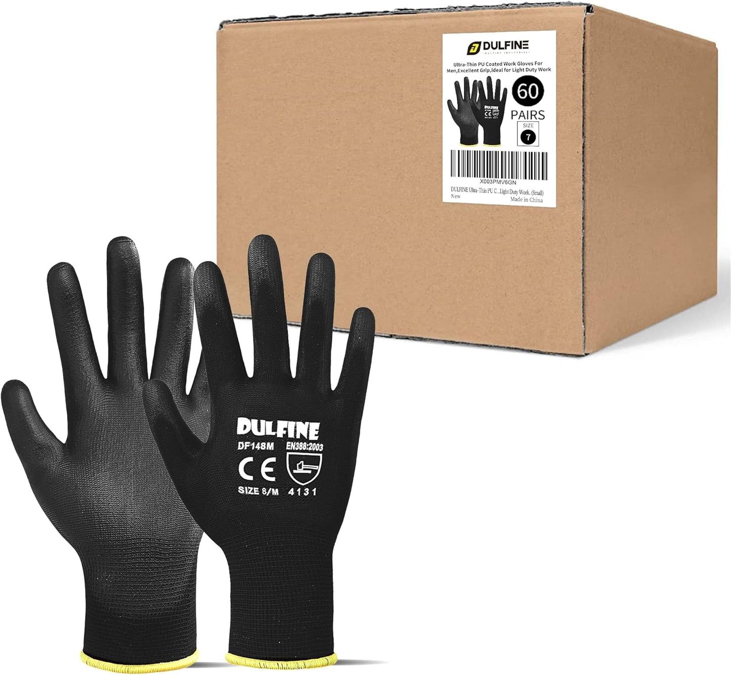 DULFINE Ultra-Thin PU Coated Work Gloves for Light Duty Tasks
