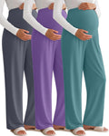 3 Pack Women's Maternity Pants Over The Belly Wide Leg Lounge Pajama