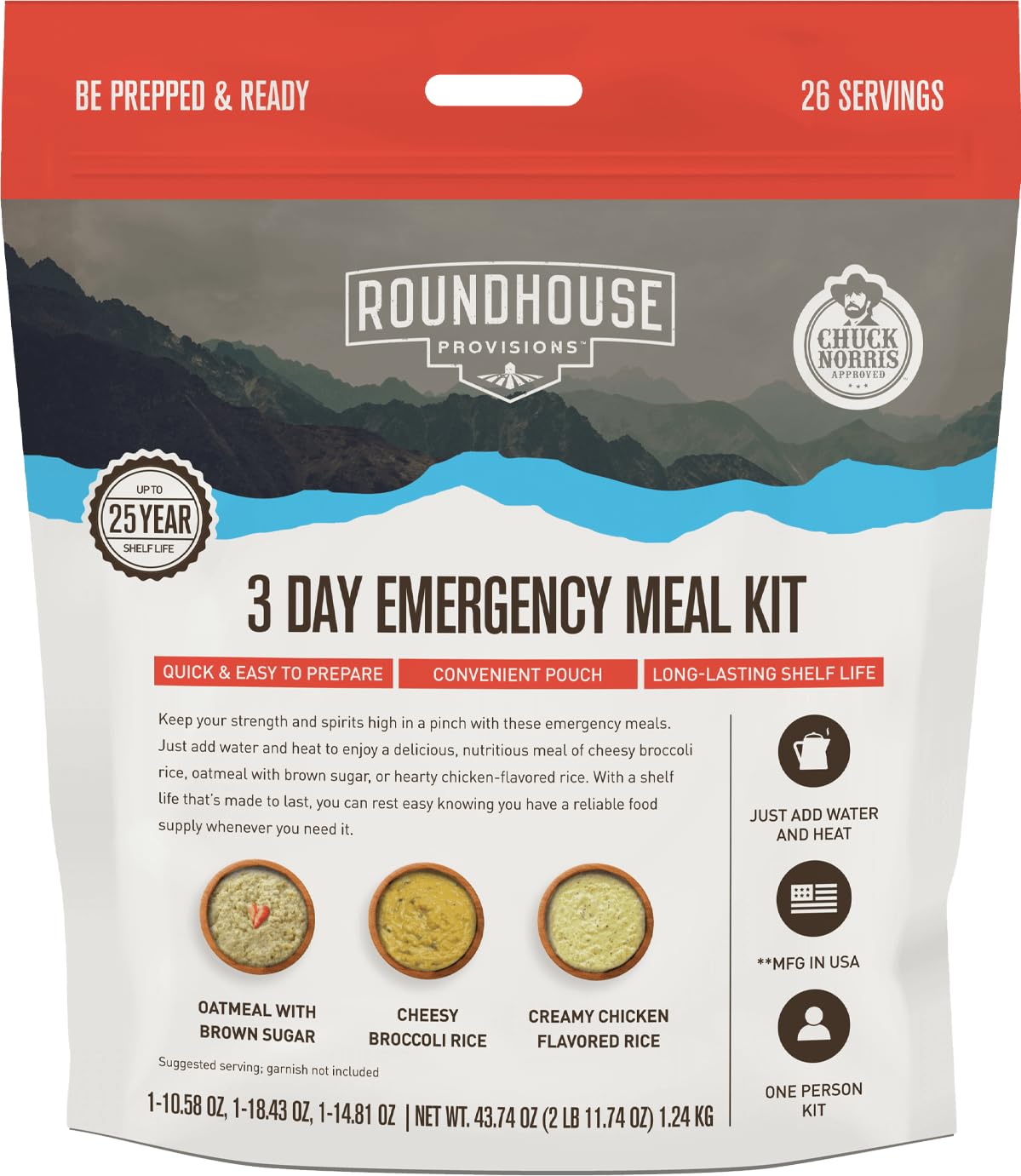 Chuck Norris Roundhouse Emergency Meal Kit: 25-Year Shelf Life!