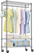 Heavy Duty Rolling Garment Rack with 3 Adjustable Shelves - Sturdy