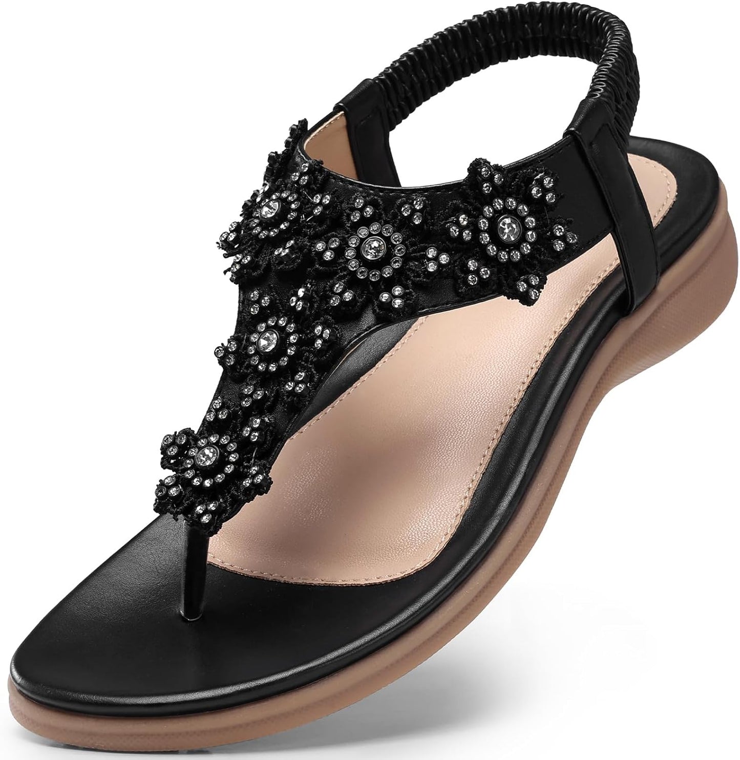 TEMOFON Sandals for Women: Elegant Summer Flower Flat Sandals
