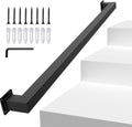 3FT Square Tube Handrail for Indoor Stair - Matte Black Wall Mount