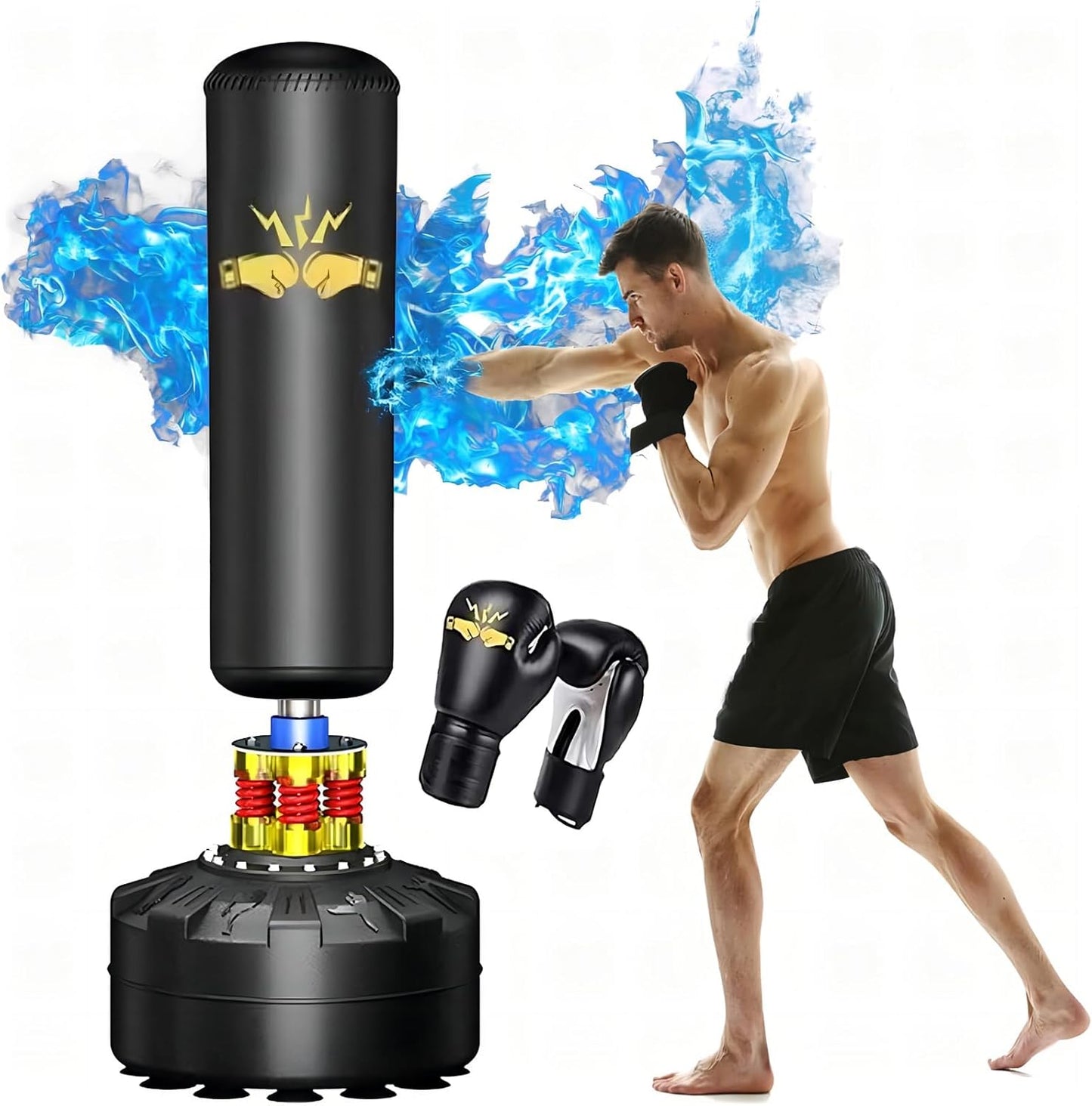 Adult Heavy Punching Bag with Stand - Kickboxing Fitness