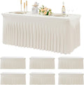 6 pk Spandex Ivory Tablecloths for 6 ft Rectangle Tables - Fitted