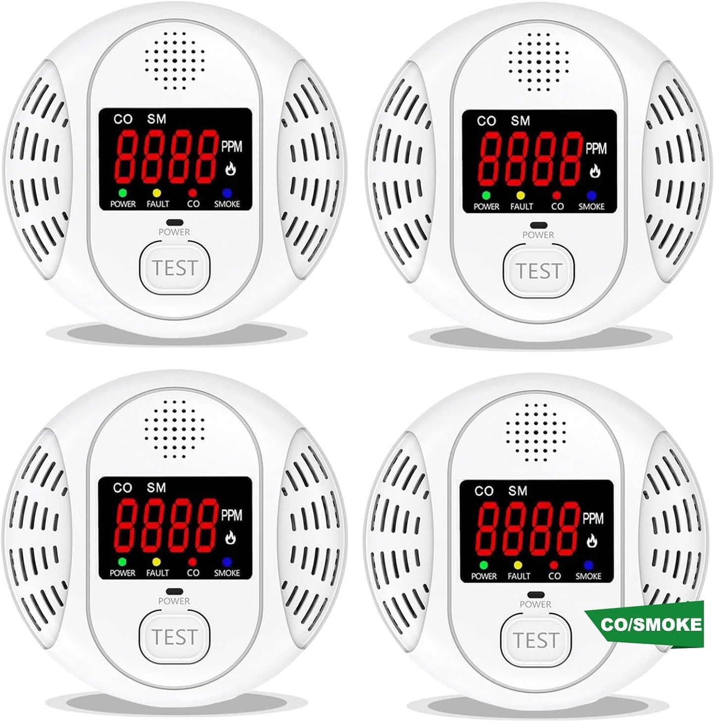 Carbon Monoxide and Smoke Detector with LCD Display for Safety